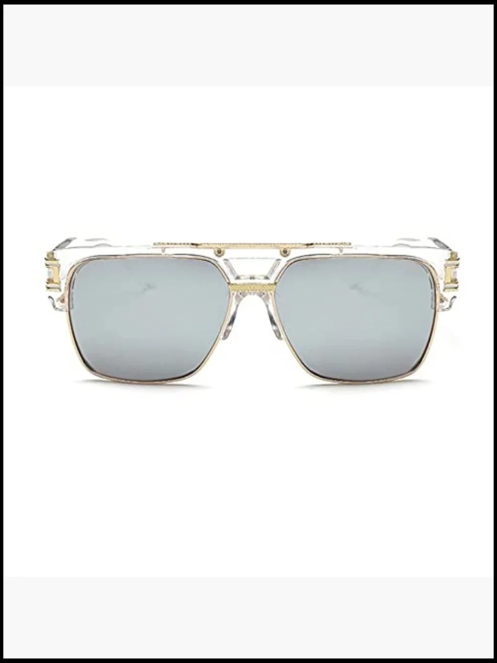 Square Sunglasses for Men Oversized Retro Semi Rimless Gold Alloy Frame UV400